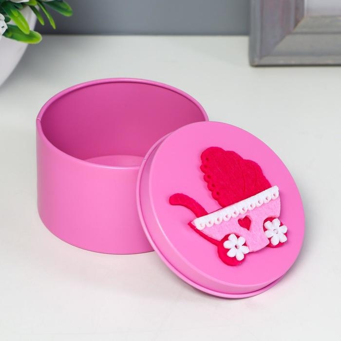 Шкатулка металл круглая Шкатулка металл круглая "Колясочка" МИКС 4,5х7,5х7,5 см