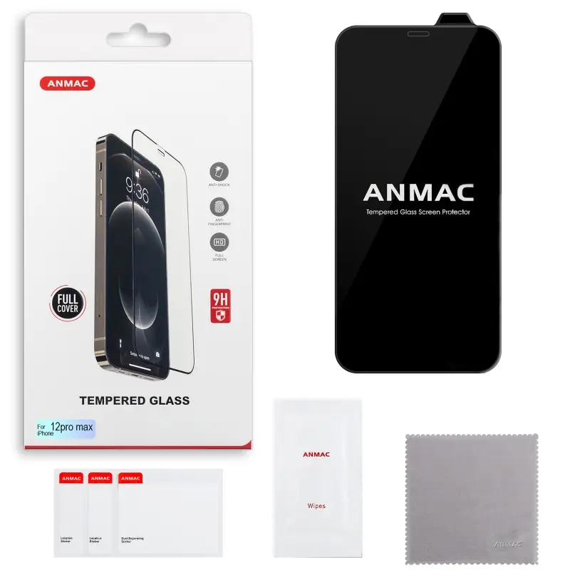 Защитное стекло iPh 12 Pro Max Full Cover ANMAC черный Арт.1137389