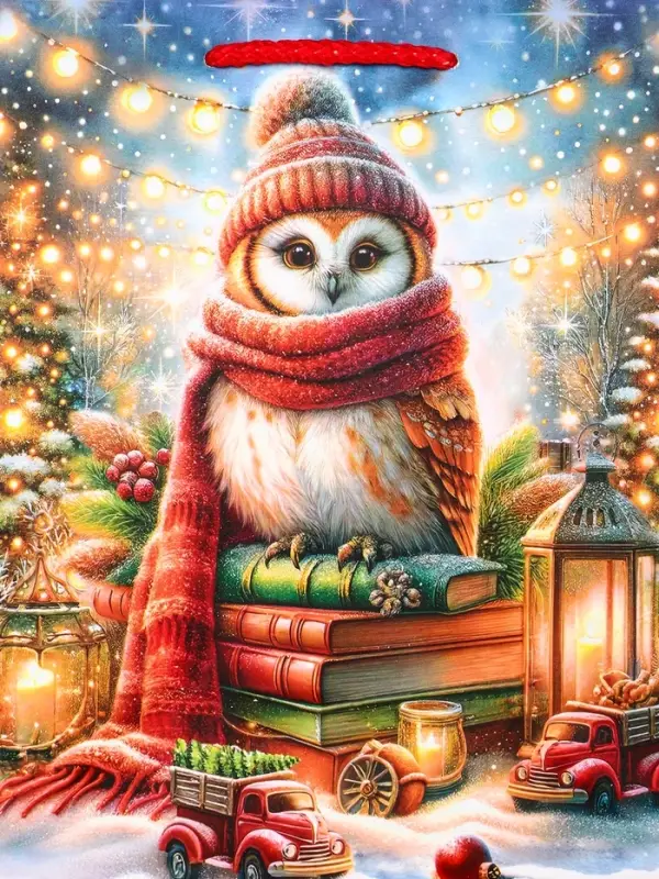 Пакет подарочный новогодний ламинированный, «Сова» , 18×10×22.3 см