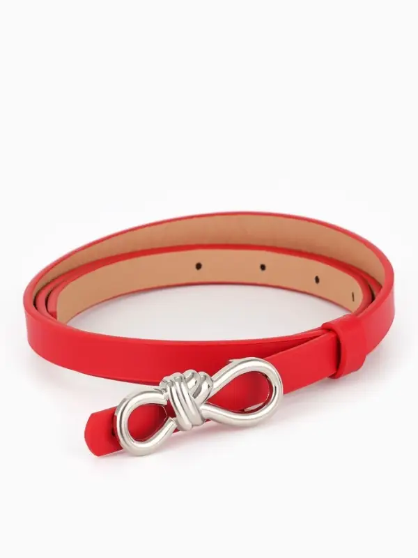 Ремень женский &laquo;Бант&raquo;, серебристая пряжка, 1.5&times;110 см, гвоздик, красный