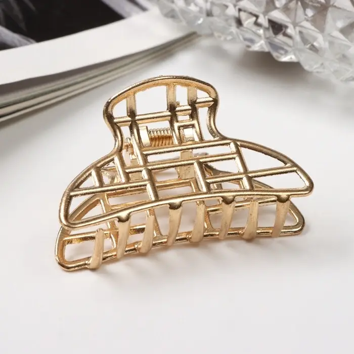 Крабик для волос &laquo;Кара&raquo;, сеточка, 5 см, золотистый