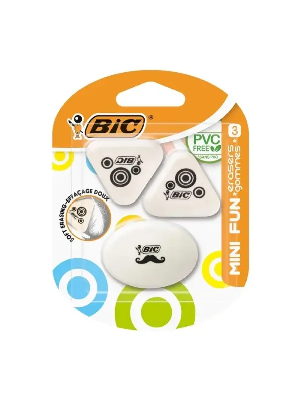 Набор ластиков 3 штуки BIC Mini Fun, блистер