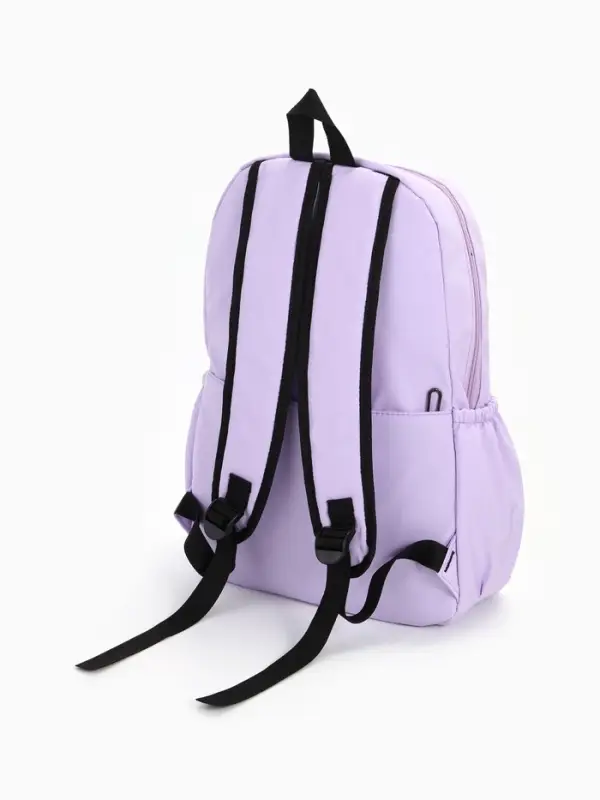 Рюкзак школьный на молнии, с карманами, с принтом, размер 30&times;12&times;43 см, сиреневый