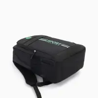 Рюкзак школьный на молнии, с карманами, однотонный, размер 31&times;14&times;47 см, чёрный/зелёный