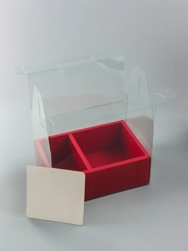Коробка с PVC для цветов и десертов 26&times;18&times;30 см, красный