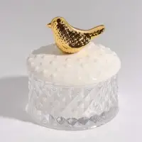 Шкатулка стеклянная &laquo;Золотой воробей&raquo; 8.8&times;8.8&times;9.5 см