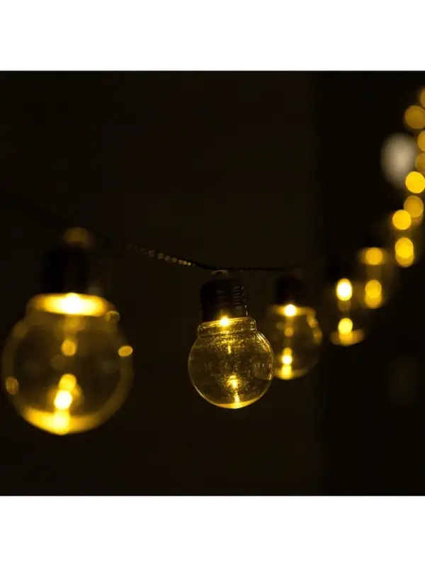 Гирлянда &laquo;Нить&raquo;, 2.7 м, с насадками &laquo;Лампы&raquo;, уличная, IP44, 10 LED, 8 режимов, солнечная батарея, тёмная нить, свечение тёплое белое