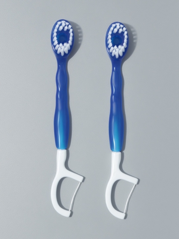 Зубная щетка с зубной нитью 10,5см (наб 2 шт цена за наб) пласт/нейлон синий накл ОТ Зубная щетка с зубной нитью 10,5см (наб 2 шт цена за наб) пласт/нейлон синий накл ОТ