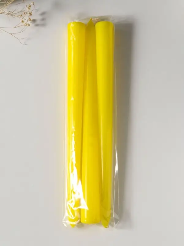 Набор свечей античных 25 см, 3 шт., 58 г, 7 ч, жёлтый