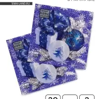 Салфетки бумажные Home Collection &laquo;Новогодняя композиция синяя&raquo;, 3 слоя, 33&times;33 см, 20 шт.