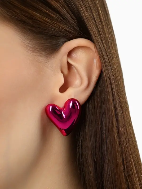 Серьги металл &laquo;Сердце&raquo;, с изгибом, розовые