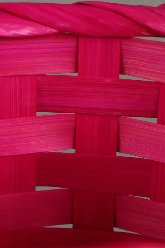 Корзина плетёная для хранения, 13&times;13&times;9.5 см, ручка h=21 см, бамбук, розовая, Greengo