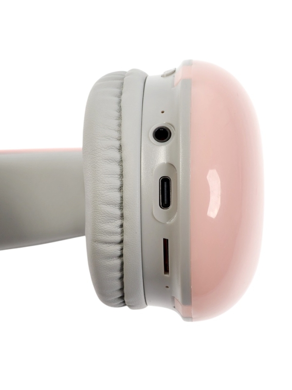 Наушники полноразмерные Mybit W-33, RGB подсветка, BT5.3, 800 мАч, Type-C, розовые