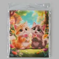 Алмазная мозаика &laquo; Котики с цветами&raquo; 21&times;25 см, с мольбертом