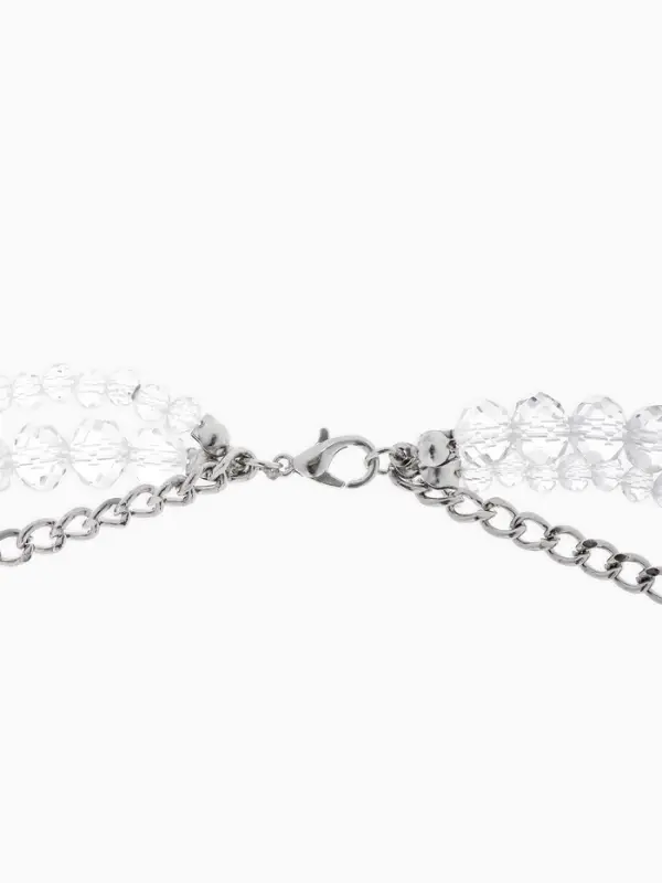 Колье "Сердце" с подвесками, переплетение, цвет белый в серебре