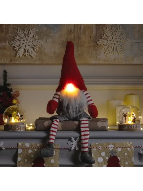 Светодиодная фигура &laquo;Гном с бородой&raquo; 14&times;47&times;9 см, текстиль, от батареек AG10&times;3, свечение тёплое белое