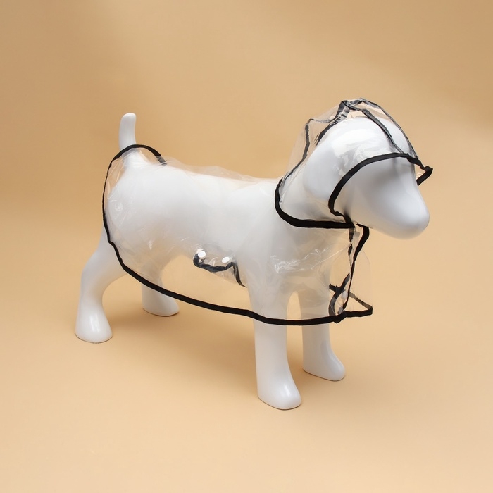 Дождевик для собак, размер 2XL, (ДС 40, ОГ 52-58, ОШ  46 см), чёрный Дождевик для собак, размер 2XL, (ДС 40, ОГ 52-58, ОШ  46 см), чёрный