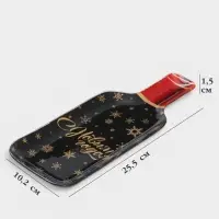 Блюдо сервировочное новогоднее &laquo;Золотой снегопад&raquo;, 25.5&times;10.2&times;1.5 см, в форме бутылки, стекло, чёрное