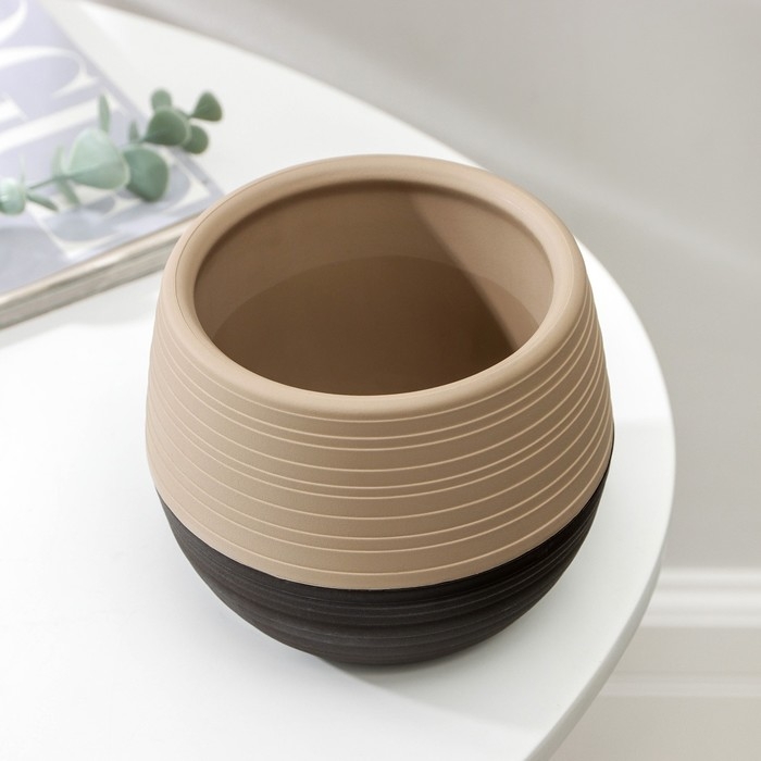 Горшок «Дуэт», 500 мл, цвет шоколадный-кофе с молоком Горшок «Дуэт», 500 мл, цвет шоколадный-кофе с молоком