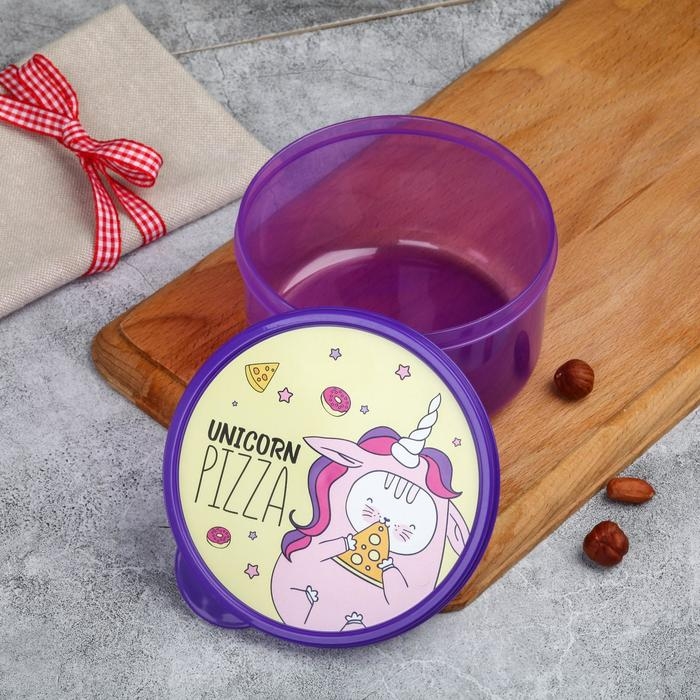 Ланч - бокс круглый &laquo;Unicorn pizza&raquo;, 500 мл