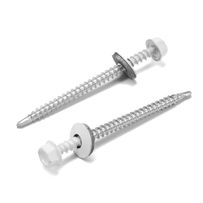 Саморезы кровельные 4,8х70 мм, RAL9003 цвет белый, 100 шт. Саморезы кровельные 4,8х70 мм, RAL9003 цвет белый, 100 шт.