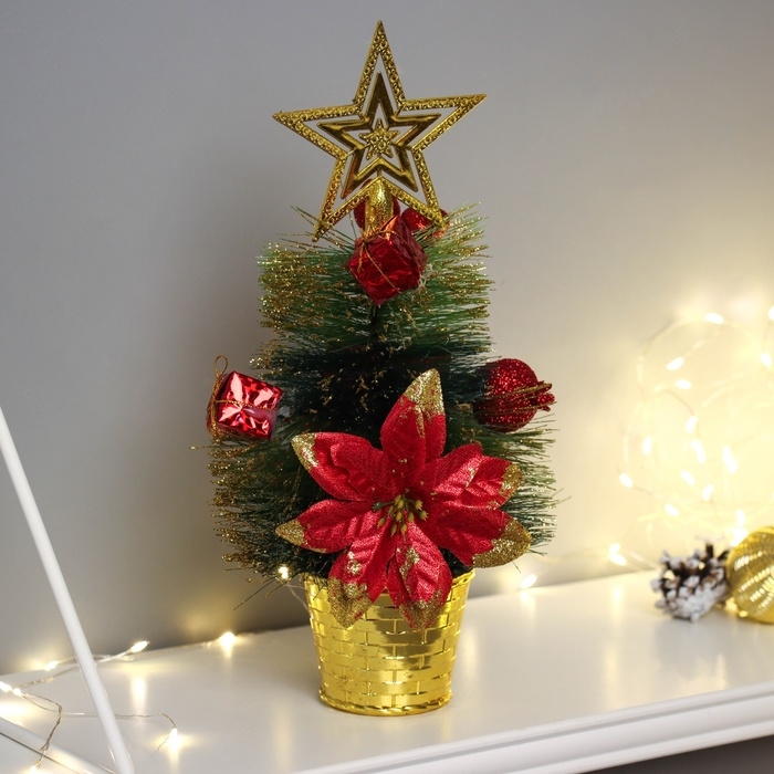 Ёлка декор Ёлка декор "Звёздная, в горшочке" цветок подарки, 27 см