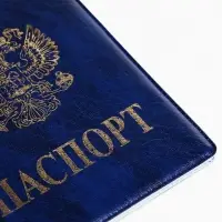Обложка для паспорта, искусственная кожа, тиснение, синяя