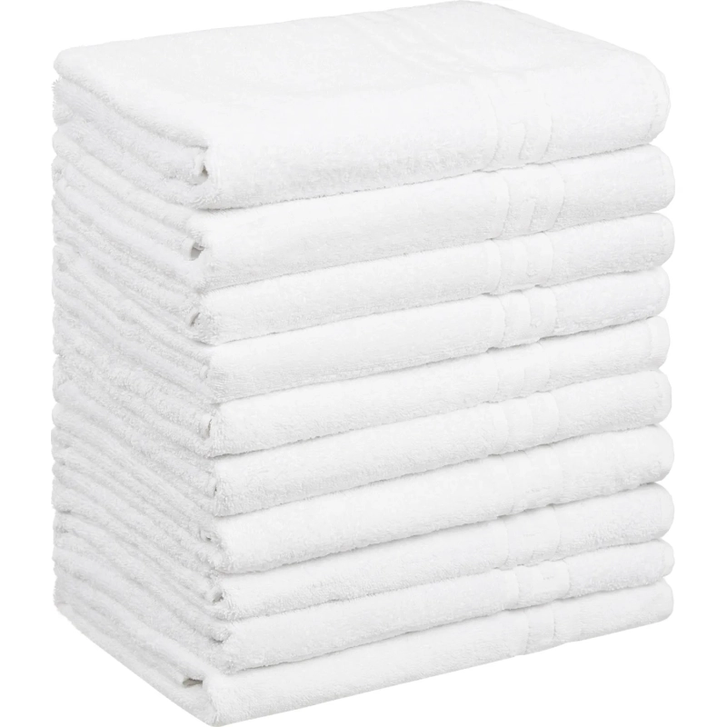 Набор полотенец махровых Luscan/бордюр 380г/м2, 70х130 белый, 10 шт/уп