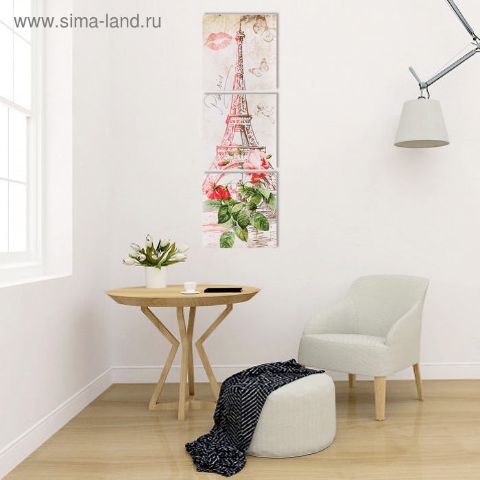 Модульная картина  Модульная картина "Романтичный Париж" 111х37 см (3 - 37х37см)