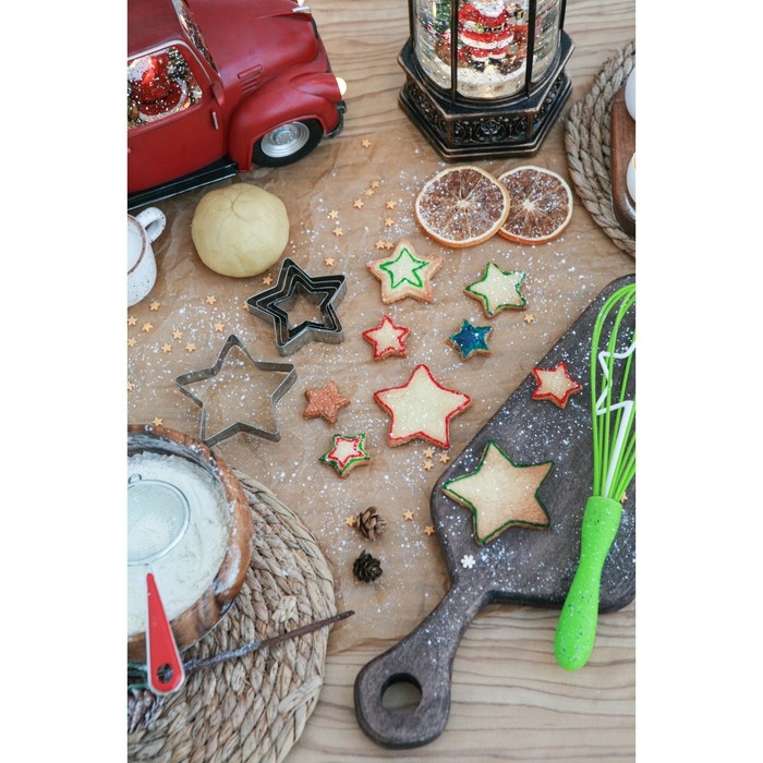 Набор форм для печенья новогодний Доляна «Звёздочка», 5 шт, цвет серебристый Набор форм для печенья новогодний Доляна «Звёздочка», 5 шт, цвет серебристый