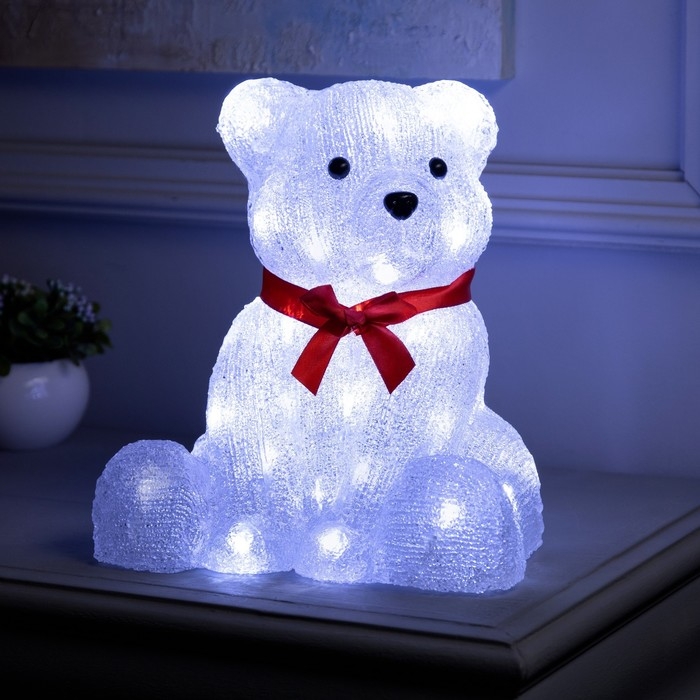 Светодиодная фигура «Мишка» 25 × 26 × 23 см, акрил, 50 LED, батарейки АА × 2 (не в комплекте), свечение белое Светодиодная фигура «Мишка» 25 × 26 × 23 см, акрил, 50 LED, батарейки АА × 2 (не в комплекте), свечение белое