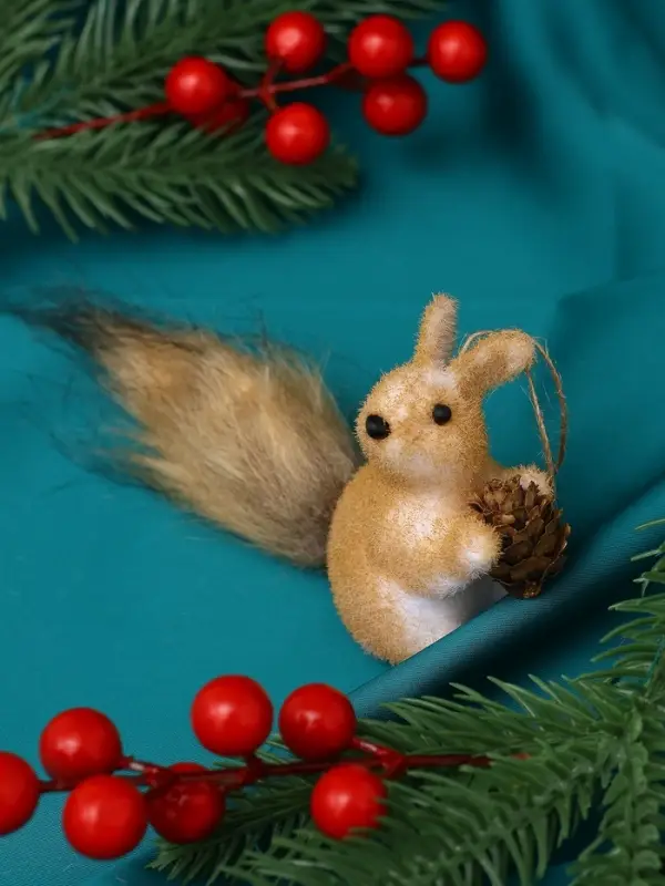 Украшение ёлочное Украшение ёлочное "Бельчонок" 8х13 см, бежевый