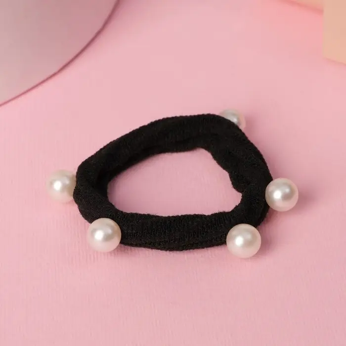 Резинка для волос Резинка для волос "Габриэль" шарики по кругу, 5,5 см, чёрно-белый