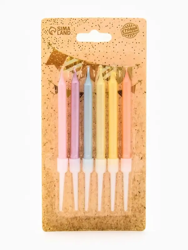 Свечи для торта &laquo;Пати&raquo; 6 см, с ножкой 9,5 см