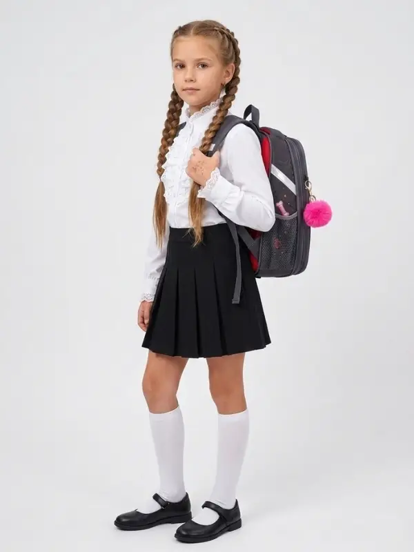 Рюкзак школьный для девочки &laquo;Щенок&raquo;, Stavia, эргономичная спинка, 30&times;16&times;38 см, серый