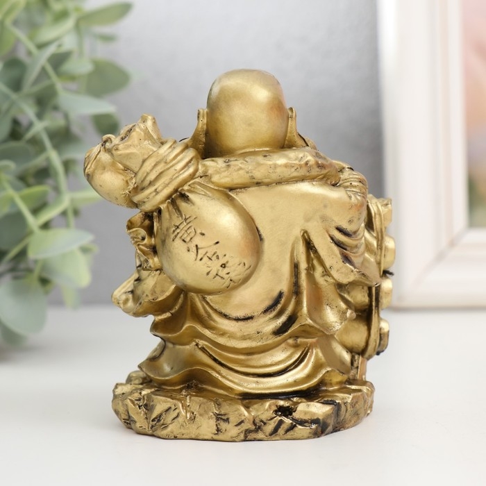 Нэцкэ полистоун под бронзу Нэцкэ полистоун под бронзу "Хотей с чашей. Удача" 6х8х9,5 см