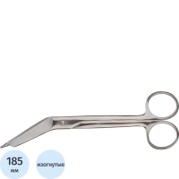 Ножницы для разрезания повязок с пуговкой гоизонт-изогнутые, 185 мм Н-230