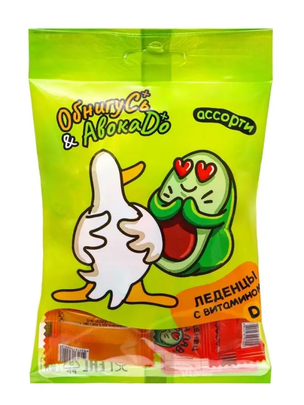 Леденцы со вкусом земляники, апельсина и яблока, флоу‑пак, 15 шт.