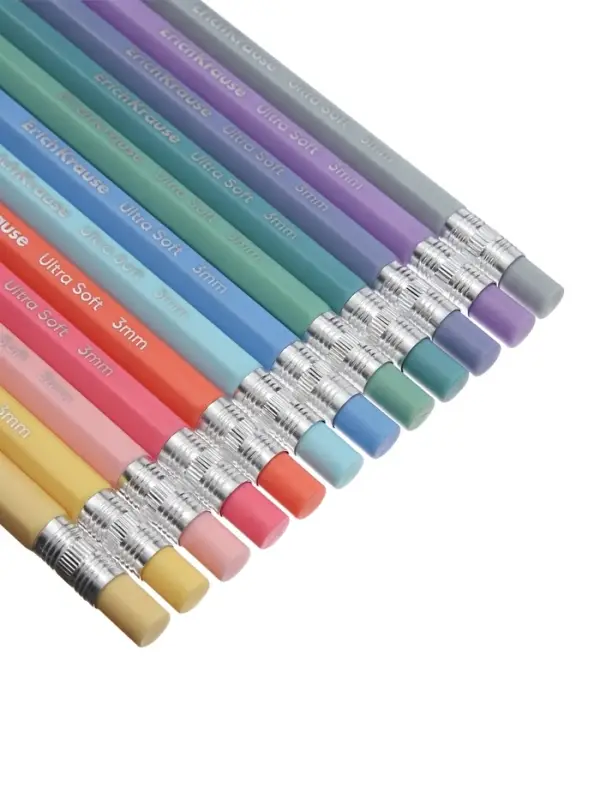 Карандаши механические 12 цветов ErichKrause Pastel Milky, шестигранные, 3 мм, с точилкой, в ПЭТ-боксе
