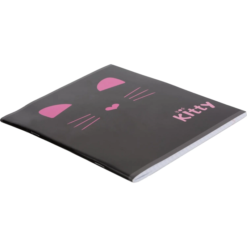 Тетрадь общая А5 48л Kitty черн,клет,скреп, ВД-лак