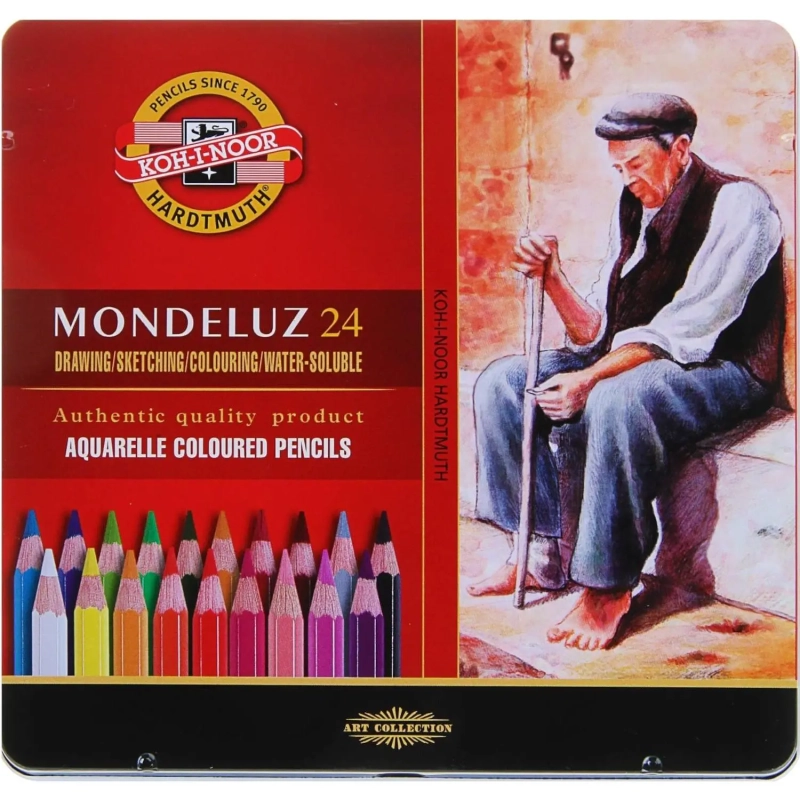 Карандаши акварельные цвет. KOH-I-NOOR MonduluzOldMan 24цв/наб 3724024001PL