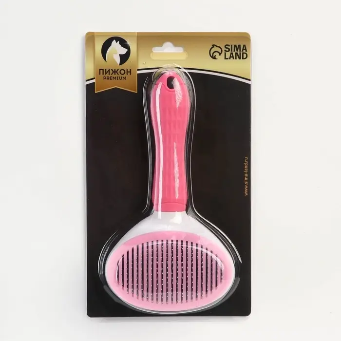 Пуходёрка Пижон Premium, 10&times;19 см, округлая, с самоочисткой, с каплями, пластик, розовая