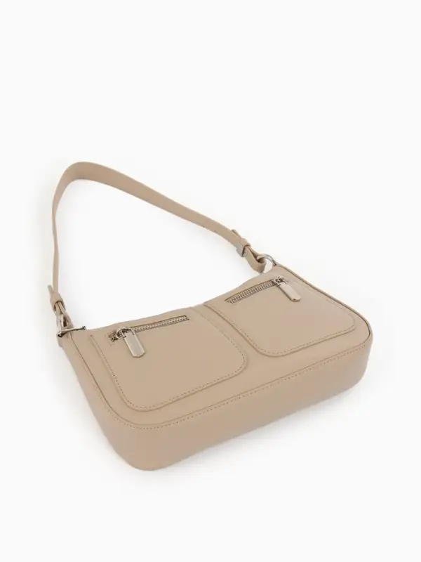 Сумка женская багет TEXTURA на молнии, 21&times;6&times;13 см, бежевая