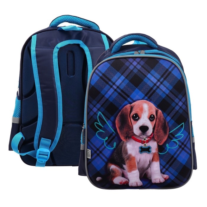 Рюкзак каркасный школьный, 39 х 30 х 14 см, Calligrata "Собачка"