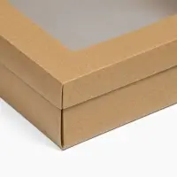 Коробка подарочная складная, упаковка, крышка - дно, с окном, крафт, 30&times;30&times;8 см