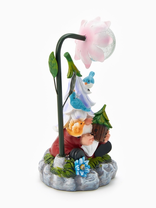 Садовая фигура  Садовая фигура "Гном лесничий", 14х12х25 см, с подсветкой