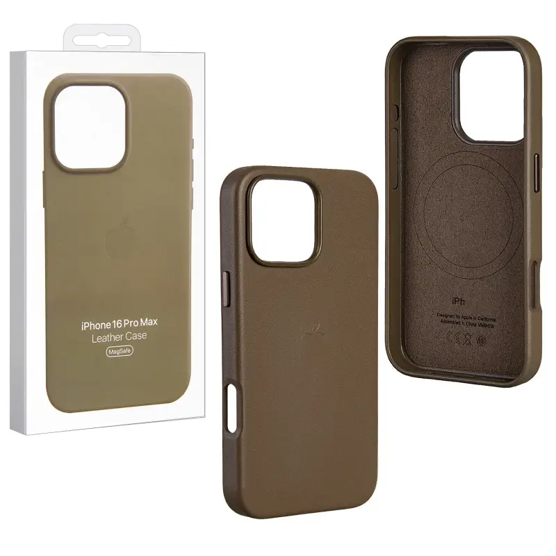 Чехол для iPhone 16 Pro Max Leather Case 100% ORG (MagSafe) c LOGO Taupe