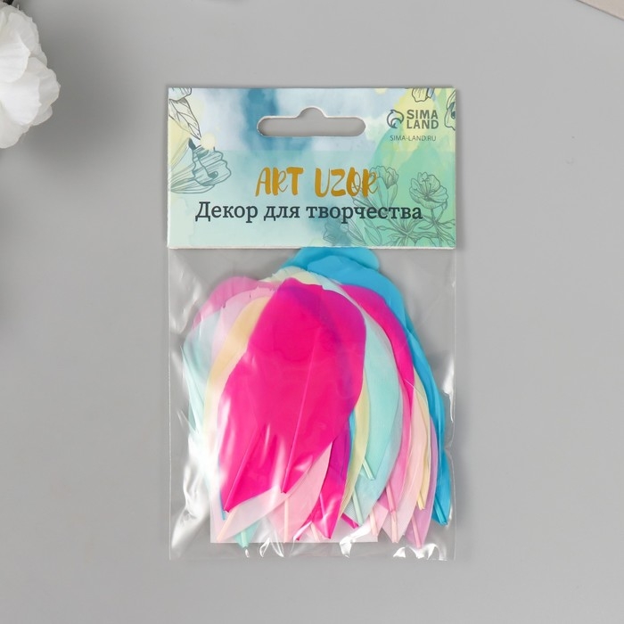 Перо декоративное гусиное Перо декоративное гусиное "Макарун" в форме листа набор 40 шт h=5-7 см