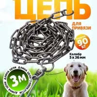 Цепь для привязи собак, 3 м, калибр 5&times;36 мм, черная