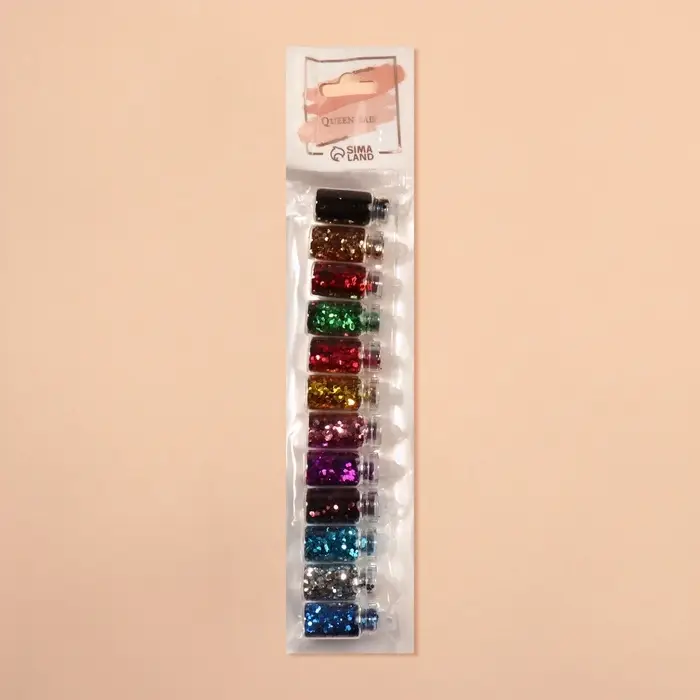 Блёстки для декора &laquo;Сияние&raquo;, набор 12 бутылочек, средние, разноцветные